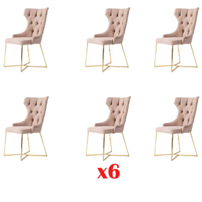 Sillas de comedor de la industria de restaurantes 6x, juego de sillas de diseño con asiento tapizado Chesterfield.
