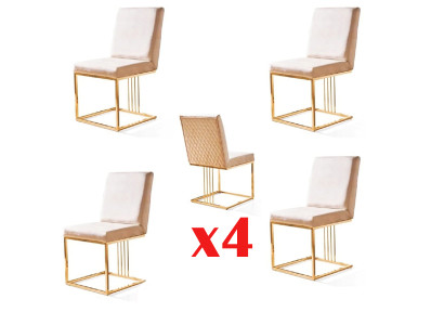 Diseño Juego de sillas 4x Sillón Textil Sillas Tela Comedor Nuevo Tapizado
