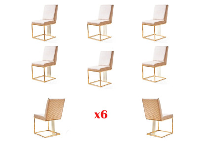 Set 6x sillas de diseño de metal y tela para silla de comedor mobiliario de restaurante.