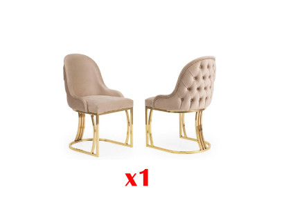 Sillas de comedor de madera, silla de lujo beige estilo italiano para sala de estar.