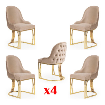 Comedor textil conjunto de diseño de silla de gastronomía 4x sillas tapizadas de tela.
