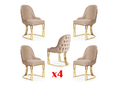 Comedor textil conjunto de diseño de silla de gastronomía 4x sillas tapizadas de tela.
