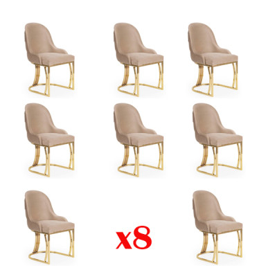 Diseño de silla Set 8x sillón acero inoxidable textil tapizado sillas comedor.