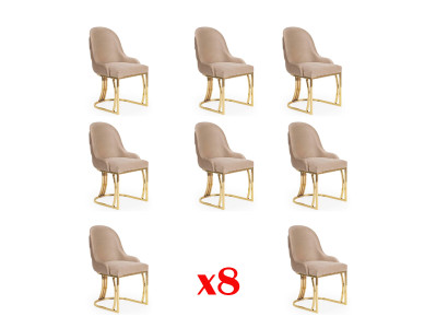 Diseño de silla Set 8x sillón acero inoxidable textil tapizado sillas comedor.