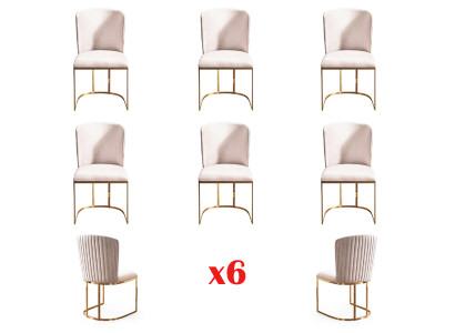 Silla de comedor Diseñador Sillas Nuevo Juego de 6x Silla de tela de madera maciza
