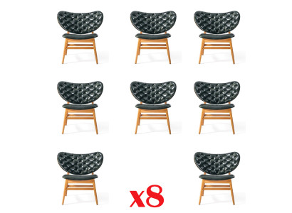 Diseño Set 8x Silla Silla Madera Tela Acolchada Sillas Comedor Cuero