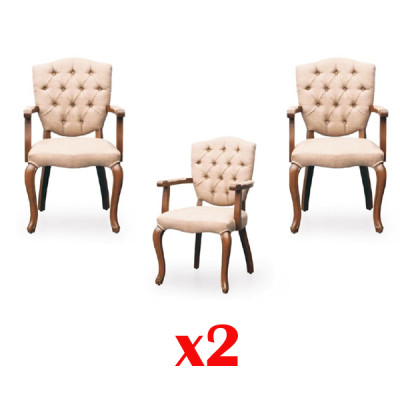Chesterfield Sillón de madera Lounge Club 2x Set Conjunto de Sillones Sillas
