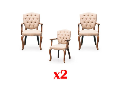 Chesterfield Sillón de madera Lounge Club 2x Set Conjunto de Sillones Sillas