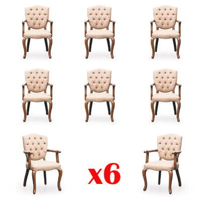 Diseño de sillas Chesterfield para hoteles, juego de tapicería textil, grupo de 6 piezas.