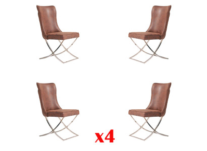 Establecer 4x silla de comedor de acero inoxidable silla de comedor tela acolchada silla de comedor.