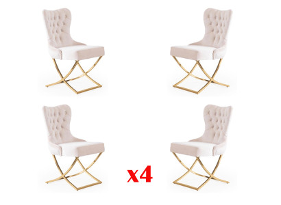 Silla de comedor Juego de sillas de comedor de cocina Conjunto de 4 sillas de acero inoxidable textiles.