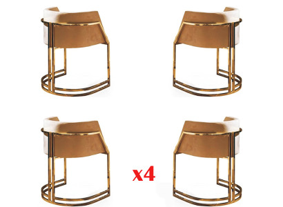 Cocina Comedor Moderno 4x Silla Silla Acero Inoxidable Tela Acolchado Sillas