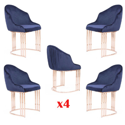 Sillón de diseñador de lujo para comedor, 4 sillas acolchadas de tela modernas.