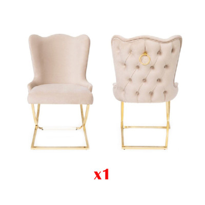 Club de salón sin apoyabrazos Silla de lujo moderno 1x silla de respaldo para comedor