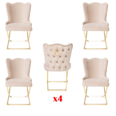 Diseño de silla de lujo, sillón tapizado, 4 sillas de salón comedor.