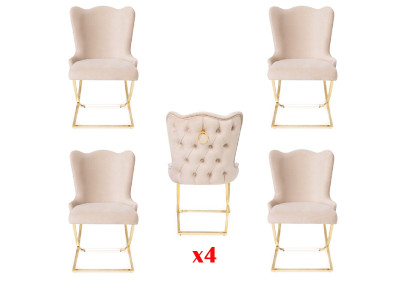 Diseño de silla de lujo, sillón tapizado, 4 sillas de salón comedor.
