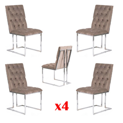 Conjunto de 4 sillas de comedor de tela.