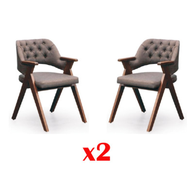 Conjunto de 2 sillones de diseño tapizados Silla de madera para comedor Chesterfield de hostelería.