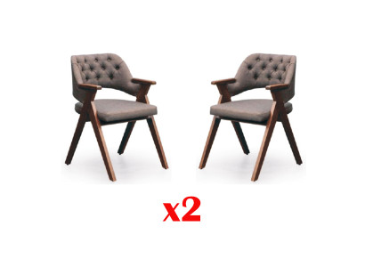 Conjunto de 2 sillones de diseño tapizados Silla de madera para comedor Chesterfield de hostelería.