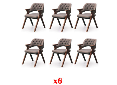 Establecer 6 sillas de tela tapizada respaldo madera maciza muebles de asiento de comedor de madera.
