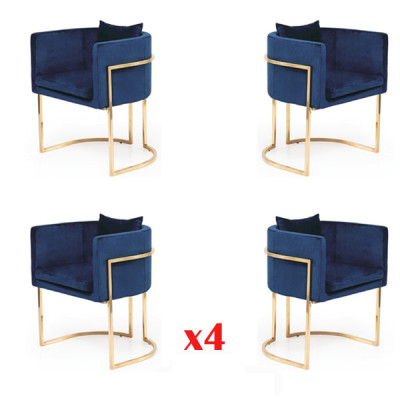 Silla 4x Silla tapizada Salón de televisión Conjunto de club de salón Asiento Sillón Ess