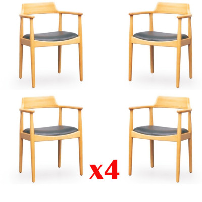 Sillas de comedor de madera, sillas de diseño de tela acolchada, juego de 4 sillas.