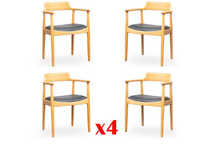 Sillas de comedor de madera, sillas de diseño de tela acolchada, juego de 4 sillas.