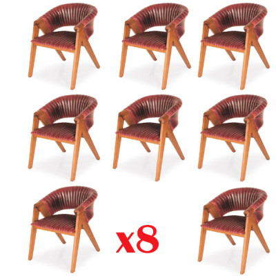 Juego de comedor de 8 piezas, 8 sillas con respaldo, muebles de madera maciza, conjunto de comedor.