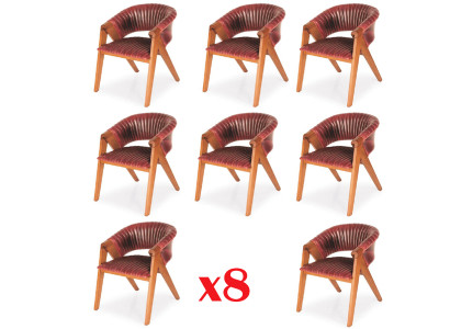 Juego de comedor de 8 piezas, 8 sillas con respaldo, muebles de madera maciza, conjunto de comedor.