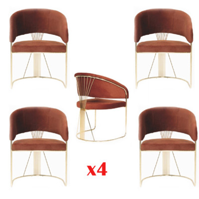 Grupo de tela con un estilo de sillas de comedor para restaurante. Juego de 4 sillas.