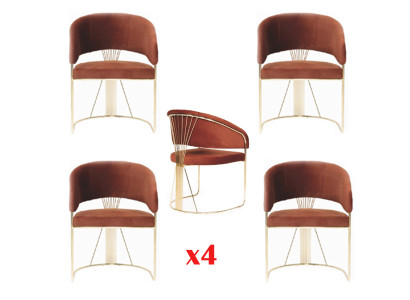 Grupo de tela con un estilo de sillas de comedor para restaurante. Juego de 4 sillas.