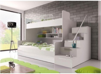Cama litera Dormitorio infantil Camas litera Litera Litera de doble piso Muebles de alto brillo Blanco