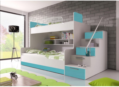 Litera infantil turquesa litera literas literas cama brillante cuarto de niños
