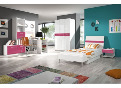 Estantería armario librería para habitación de niños juvenil blanco rosa brillo
