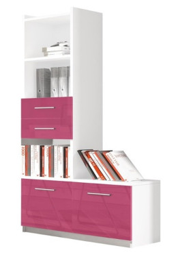 Estantería armario librería para habitación de niños juvenil blanco rosa brillo