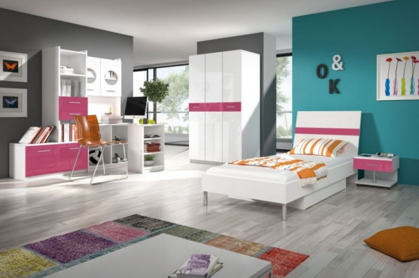 Habitación juvenil Dormitorio infantil Armario Armarios rosados Muebles modernos