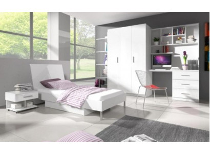 Cama + mesita de noche - Muebles de dormitorio infantil Cama blanca de 2 piezas