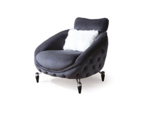 Silla Chesterfield de 1 plaza negra diseño de lujo para sala de estar.