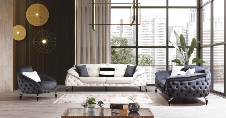 Sofá Chesterfield verde de tela, sofá, muebles de lujo, sofás, sofás