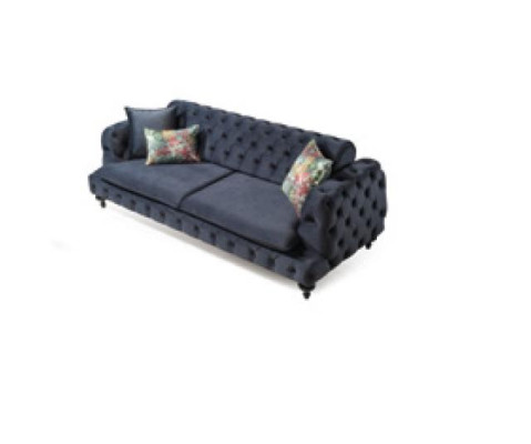 Juego de sofás, sofá de 3 plazas + 3 plazas + 1 sillón Chesterfield, set de muebles tapizados multicolores.