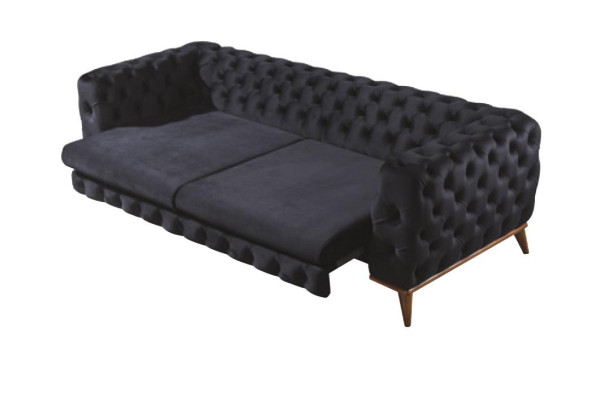 Sofá de 3 plazas Negro Muebles de lujo Chesterfield Sofá cama 3 plazas