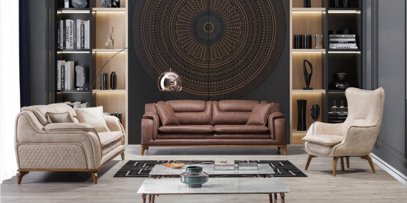 Sofá de diseño Sofá Conjunto de sofá 3 plazas Conjunto de asientos Sofá tapizado Sofá de cuero Sofás