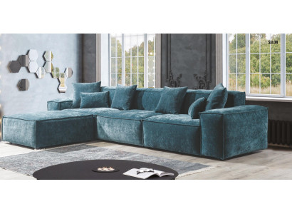 Sofá de esquina azul Sala de estar Elegante esquina de estar Muebles de diseño Sofá de esquina