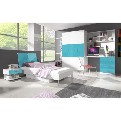 Armario dormitorio Armarios multiusos Madera 3 puertas Azul Nuevo