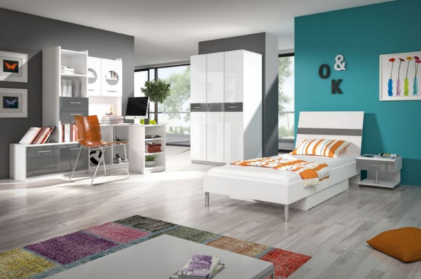 Escritorio blanco, mesa de oficina para habitaciones de niños y adolescentes, mesas nuevas de alto brillo.