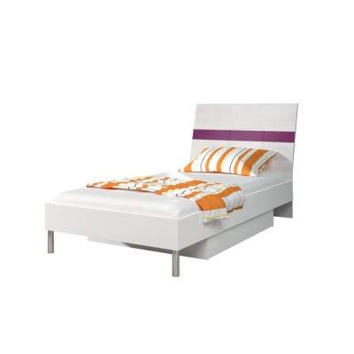 Camas de madera lila con diseño de cama individual de alto brillo para habitación de niños, cama individual para niñas.