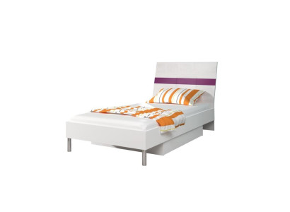 Camas de madera lila con diseño de cama individual de alto brillo para habitación de niños, cama individual para niñas.