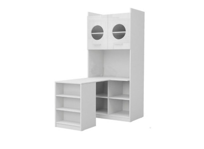 Escritorio de esquina moderno, escritorio de madera para habitación de jóvenes y niños en blanco, diseño de muebles.