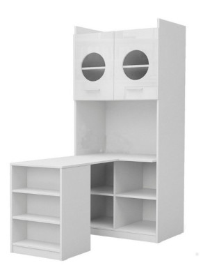 Mesa de escritorio moderna de esquina de madera para jóvenes y habitaciones infantiles de diseño blanco.