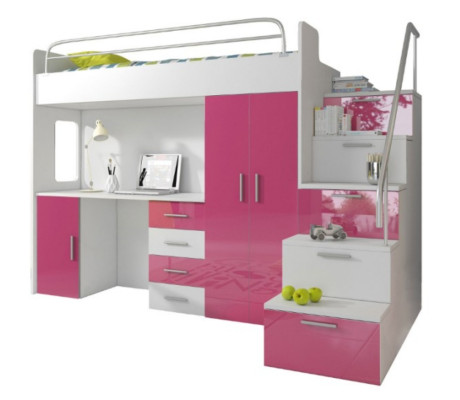 Litera doble cama litera cama cama infantil cama juvenil cama alta habitación infantil rosa